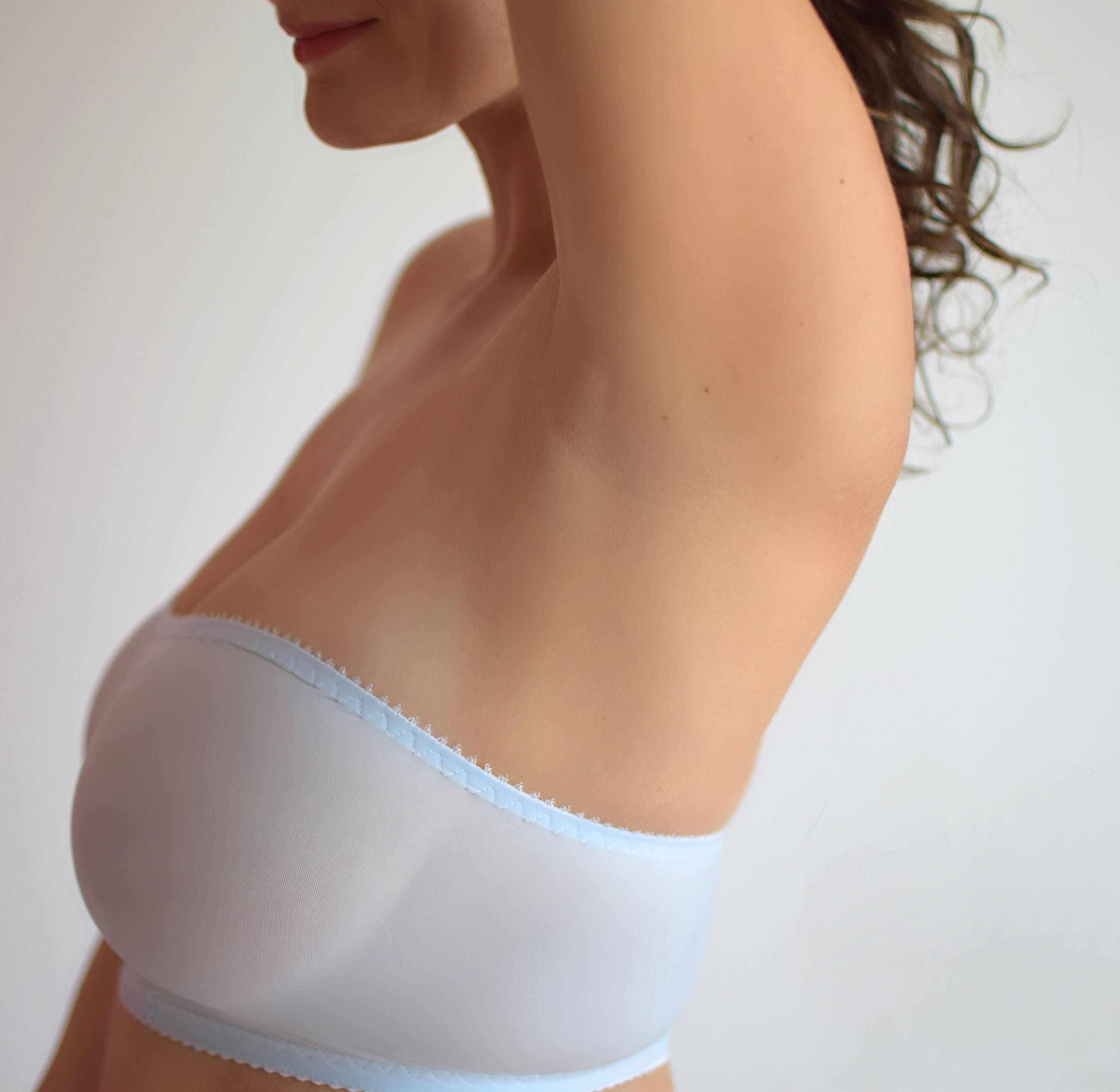 Blue Sheer Bandeau Bra for A and B Cup, Erotic Lingerie, See