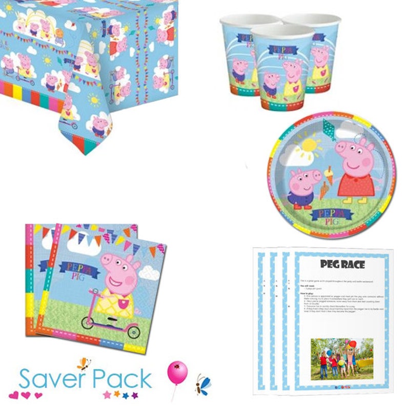 Peppa Pig Party Kit for 8 Guests With Pre Filled Party Bags Etsy