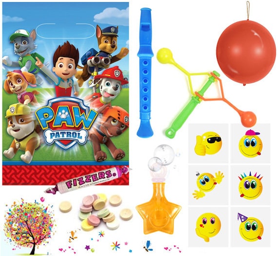 Paw patrol themed party bag parcels filled birthday