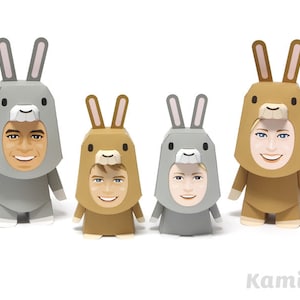 Printable Paper Craft PDF / KIGURUMMY - Rabbit Family (standard color)