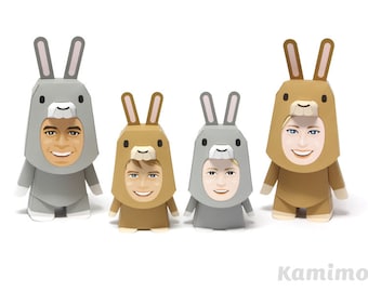 Printable Paper Craft PDF / KIGURUMMY - Rabbit Family (standard color)