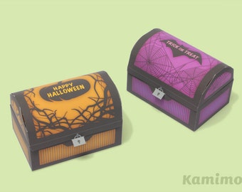 Halloween Treasure Box - Favor boxes, Cupcake boxes, Gift boxes / Printable Paper Craft PDF