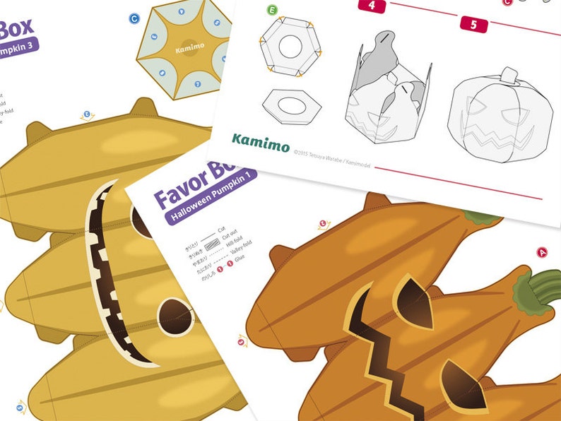 Halloweenpumpa - Presentförpackningar, Cupcake-förpackningar, Presentförpackningar, Halloweendekoration, Ornament, Pumpalykta / Utskrivbar papperspyssel PDF bild 5