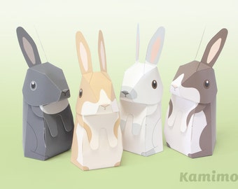 Easter Bunny Rabbit, Easter decoration, Favor boxes, Gift boxes, Spring Celebrations, Printable Paper Craft PDF, Natural Colors