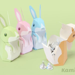 Easter Bunny Rabbit - Favor boxes, Gift boxes, Spring Celebrations / Printable Paper Craft PDF / Pastel Colors