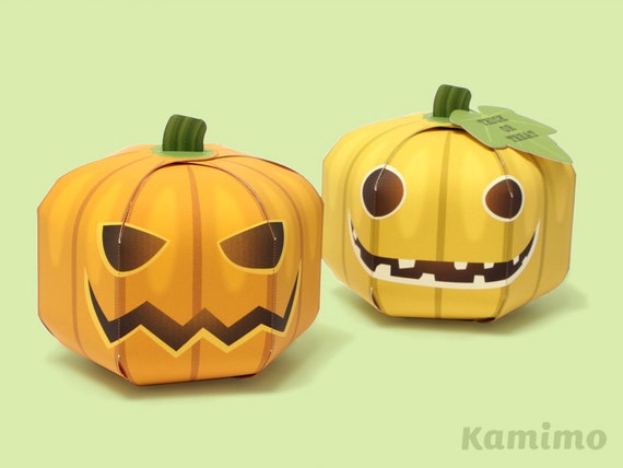 Halloween Pumpkin - Favor boxes, Cupcake boxes, Gift boxes, Halloween decoration, Ornaments, Jack o lantern / Printable Paper Craft PDF