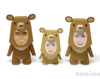 Printable Paper Craft PDF / KIGURUMMY - Bear Family (standard color)