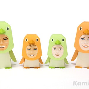 Printable Papercraft PDF / KIGURUMMY - Penguin Family (orange and mint)