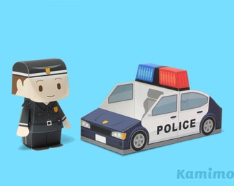 Police Car Paper Toy / Printable Paper Craft PDF /  Tatten Plus - Emergency Vehicles