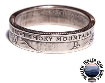 Coin Ring / Great Smoky Mountains National Park Quarter / Rocky Top / Tennessee / North Carolina / Tourist Ring / Gatlinburg Ring / Travel