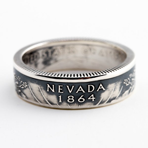 Coin Ring / Nevada / 90% Silver Proof / State Quarter Jewelry / Travel Souvenir / Statement Ring /  Wedding