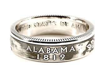 Coin Ring / Alabama / 90% Silver Proof / State Coin Rings / Alabama Ring / Alabama Jewelry / State Jewelry / Coin Jewelry / State Rings