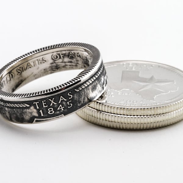 Texas State Quarter 90% Silver Coin Ring / Coin Ring / Lone Star / Dallas / Cowboys / Silver Ring /