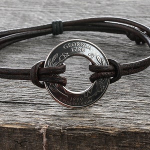 State Quarter Bracelet / Coin Jewelry / Coin Bracelet / Leather Bracelet / Travel Souvenir / State Bracelet / image 3