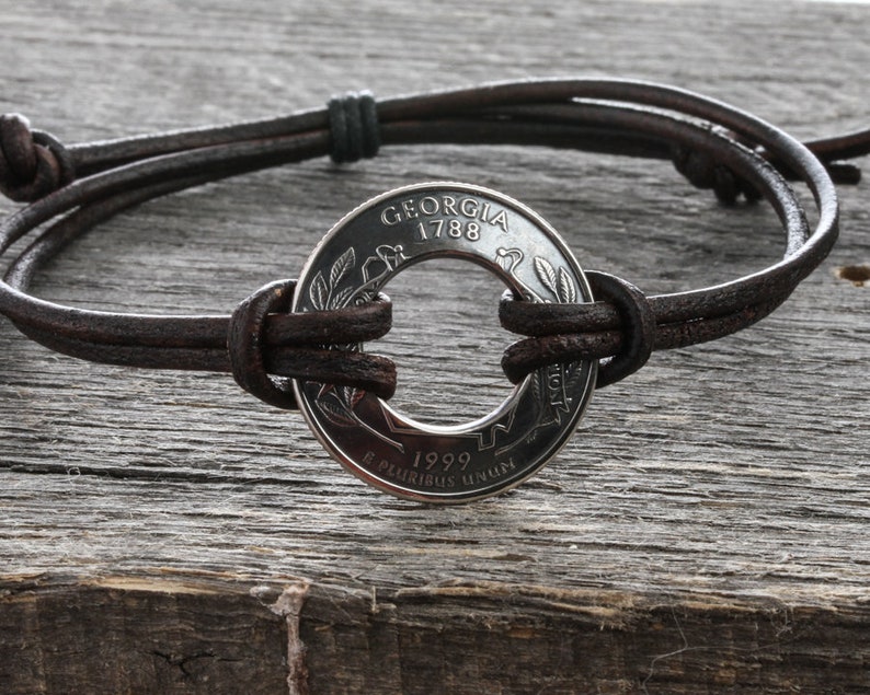 State Quarter Bracelet / Coin Jewelry / Coin Bracelet / Leather Bracelet / Travel Souvenir / State Bracelet / image 3