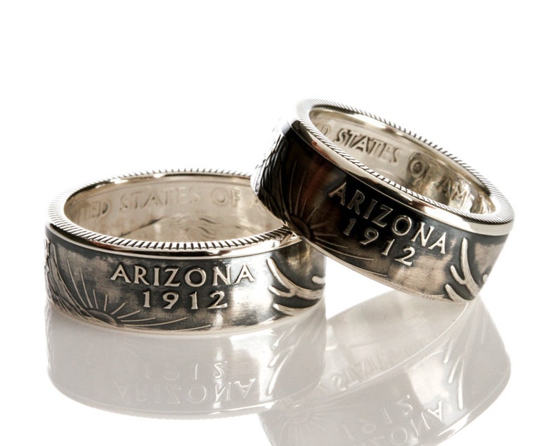 Coin Ring Arizona 90/% Silver Proof State Quarter Jewelry Travel Souvenir Statement Ring No Green Finger Ring Wedding
