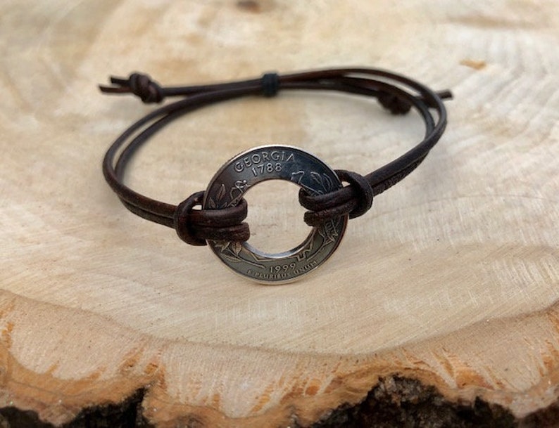 State Quarter Bracelet / Coin Jewelry / Coin Bracelet / Leather Bracelet / Travel Souvenir / State Bracelet / image 4