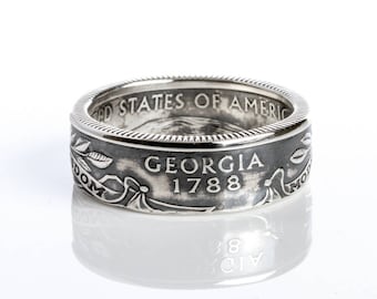 90% Silver State Quarter Ring: US Mint Coin Jewelry