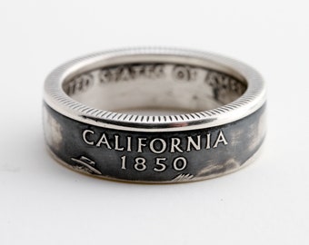 California State Quarter Ring / Coin Ring / Travel Souvenir / 90% Silver