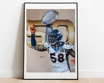 Von Miller Denver Broncos Art PRINT - 9x12