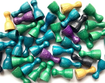 40 vintage pawns, wooden pawns, bulk board game pieces, Wooden pieces, Game Parts Pieces, colored game tokens, halma, ludo pieces