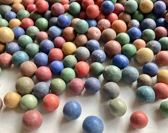 50 vintage clay marbles, antique marbles, natural colored balls, earth marbles, vintage children marble game pieces