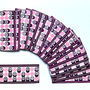 24 vintage lotto cards, tombola cards, bingo cards, 1970s bingo game cards for numbers 1-90, replacement cards