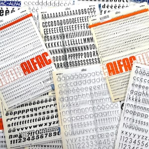 10 dry transfer sheet mix, vintage rub on letters, instant lettering, Letraset, Decadry