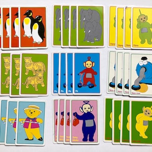 36 vintage Teletubbies prints, card game, teletubbies playing cards, Go Fish cards, prints for framing, journaling, scrapbooking