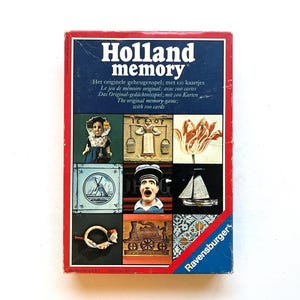 Vintage Holland Memory, Ravensburger memory game, Dutch memory cards, typical Dutch nostalgic folklore prints, Dutch puzzle and toys