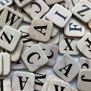 250 vintage letters, letter tiles, scrabble letters, bulk alphabet letters, scrapbooking collage supplies, game pieces