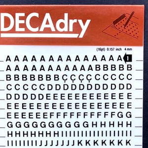 5 Black Dry Transfer Letter Sheets, Size 16 Pt, Decadry Instant ...