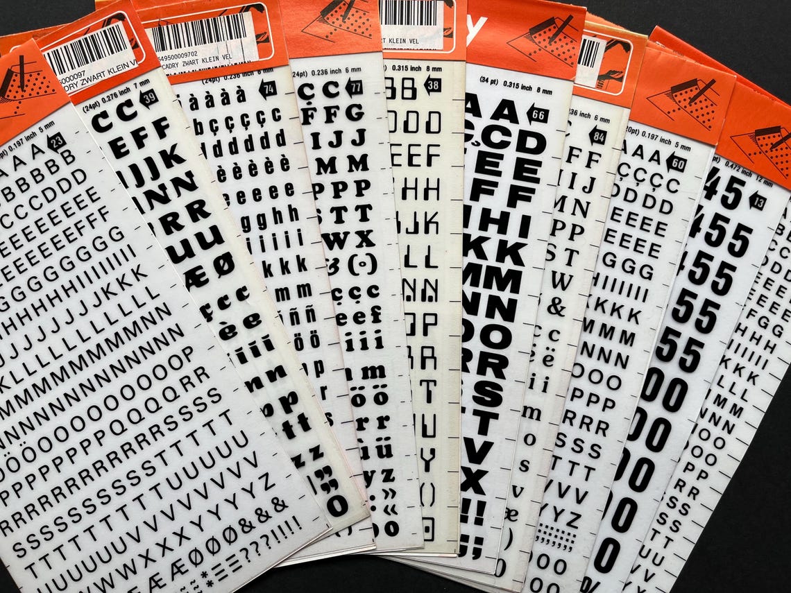 10 Rub on Letter Sheets, Dry Transfer Lettering, Decadry Decal Sheets ...