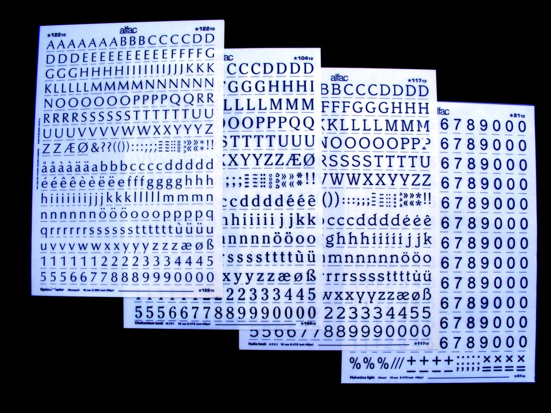 4 Dry Transfer Letters Alfac, Letraset Instant Lettering, Letter Font