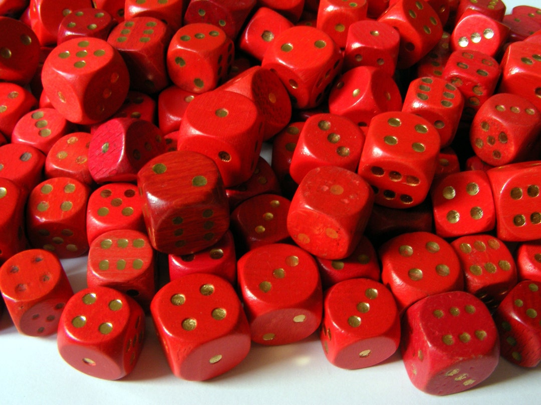 25 Vintage Red Dice Wooden Dice Game Pieces Dice Mix Bulk Etsy
