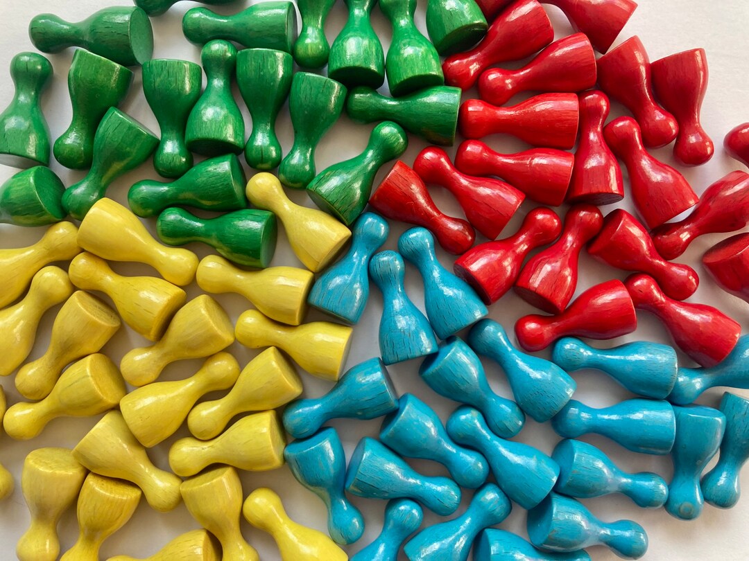 80 Vintage Pawns Wooden Game Pieces Wooden Colored Game Etsy