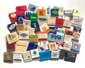 50 vintage matchbooks, match books with matches, Dutch and US labels, scrapbooking prints, crafting, journaling supplies, matchbox covers