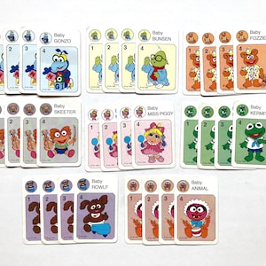 32 vintage Muppet Babies game cards, 1980s Jim Henson's game, Muppets prints