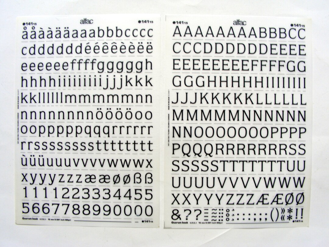 2 Black Dry Transfer Sheets, Alfac Rub on Letters, Instant Lettering ...