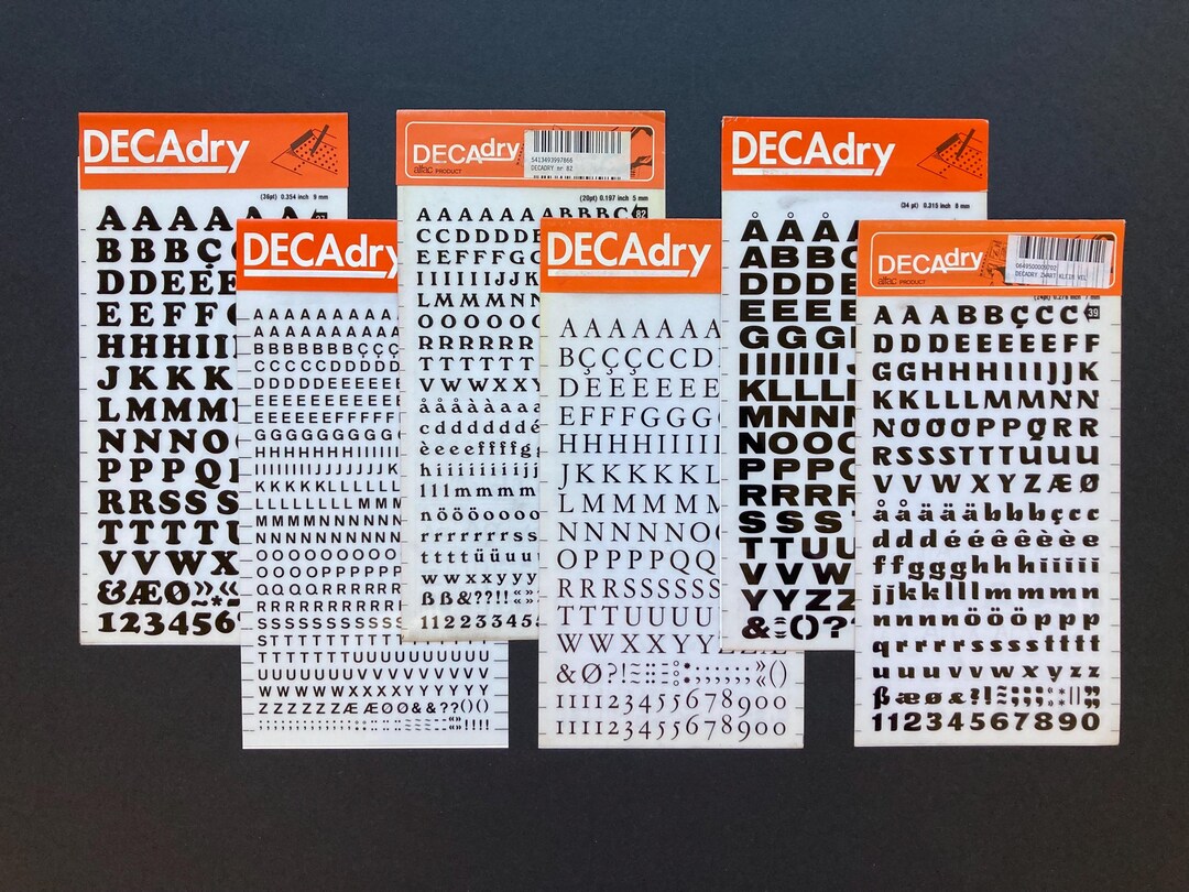 6 Rub on Letter Sheets, Dry Transfer Lettering, Decadry Decal Sheets ...