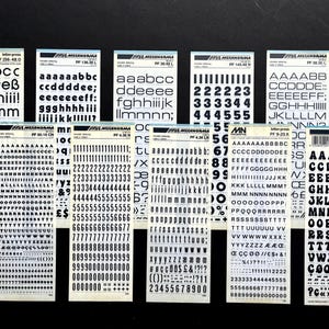 10 black dry transfer sheets Mecarnoma, rub down, Decadry rub on letters, instant lettering, Letraset Alfac transfers, journaling letters