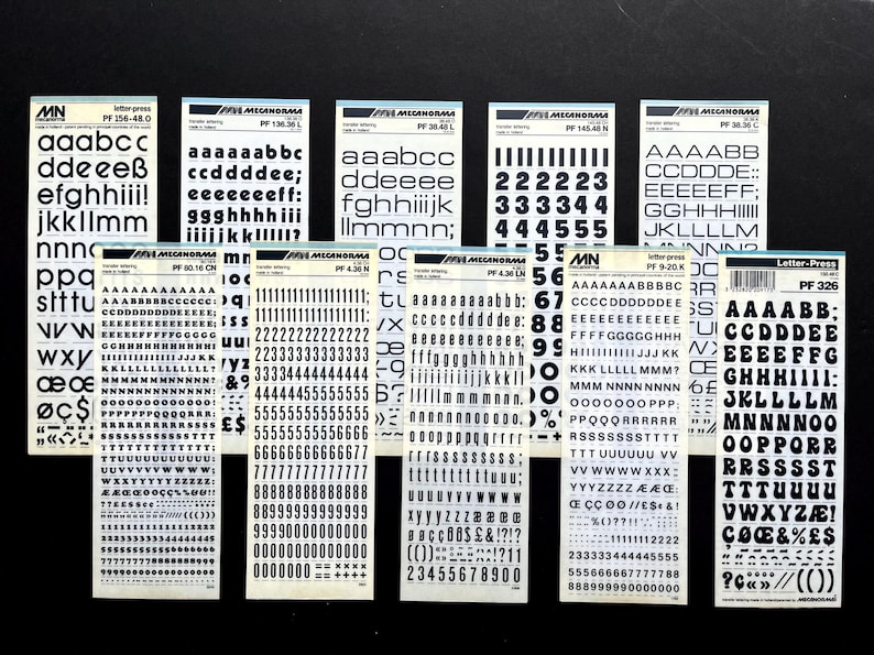 10 Black Dry Transfer Sheets Mecarnoma, Rub Down, Decadry Rub on ...