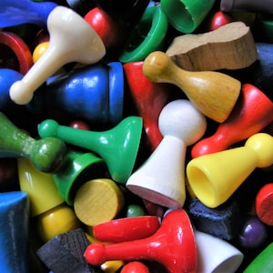 100 Vintage Pawns, Wooden and Plastic Board Game Parts, Meeples and ...