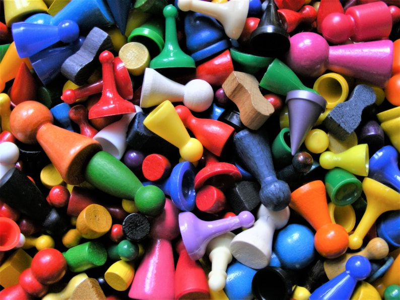 100 Vintage Pawns, Wooden and Plastic Board Game Parts, Meeples and ...