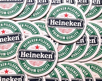 25 vintage Heineken beer coasters, Dutch bar coasters from 1990s, Heineken gift