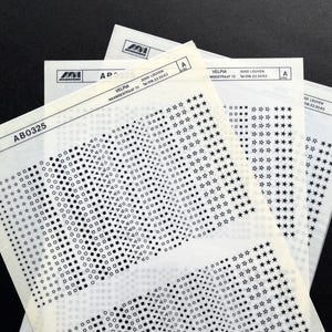 3 large dry transfer symbol sheets, Mecanorma instant lettering, rub ons, letraset, shapes and pattern decals, adhesive architecture icons