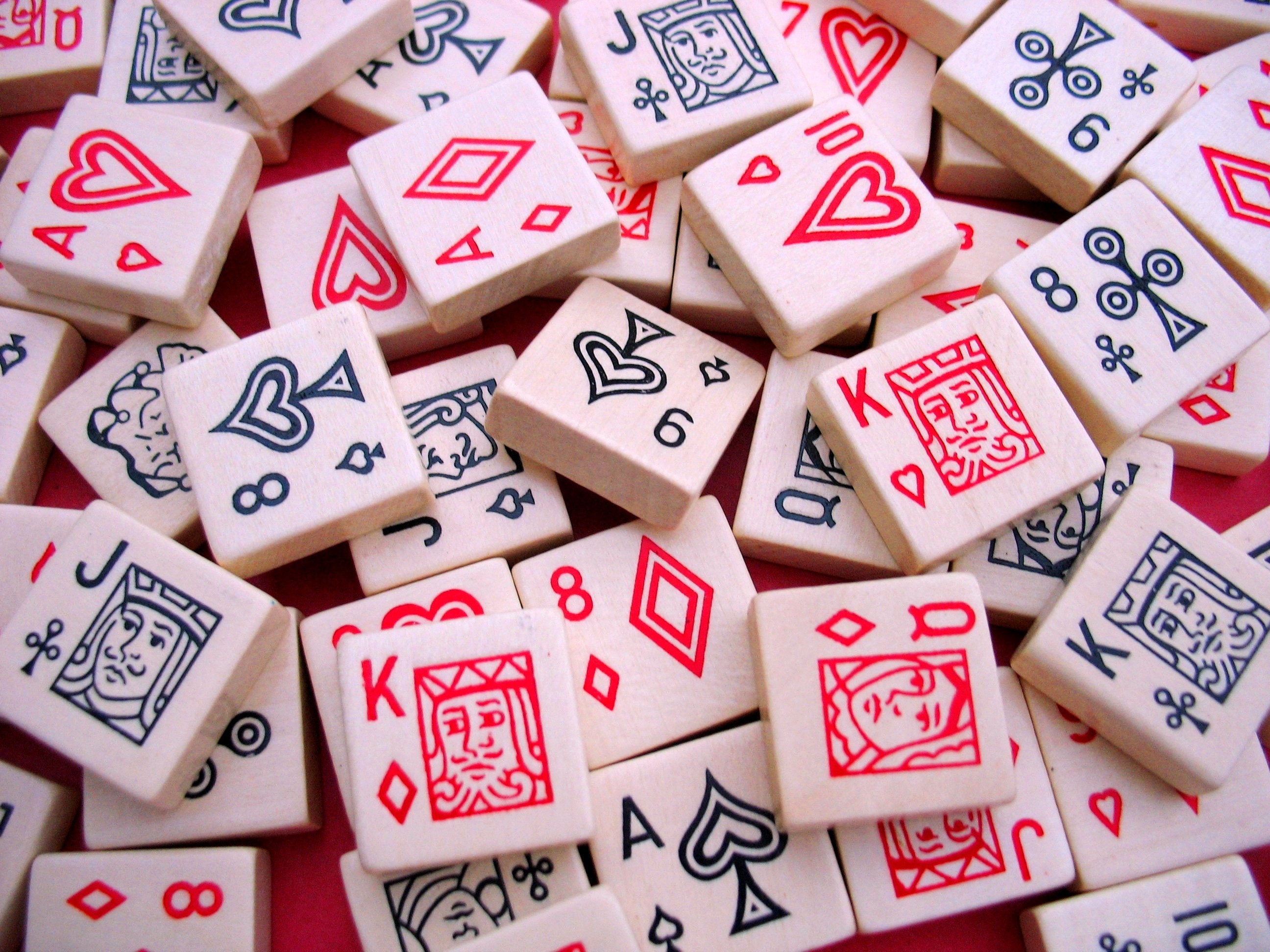 34 vintage wooden playing cards wooden game pieces set of Etsy