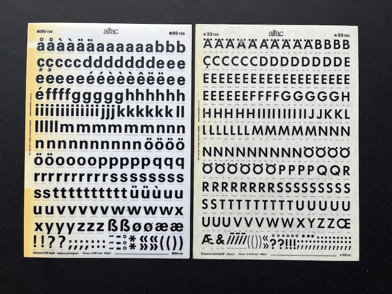 4 Dry Transfer Letters Alfac, Letraset Instant Lettering, Rub on Letter ...