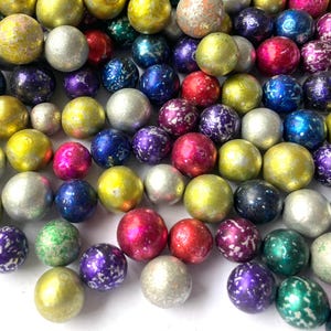 50 Vintage Clay Marbles, Metallic Patina, Antique Peewee Size