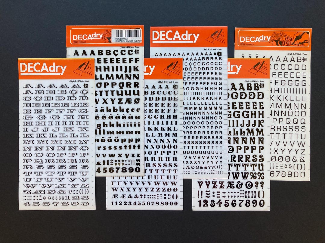 6 Vintage Dry Transfer Letters With Different Fonts, Decadry Instant ...